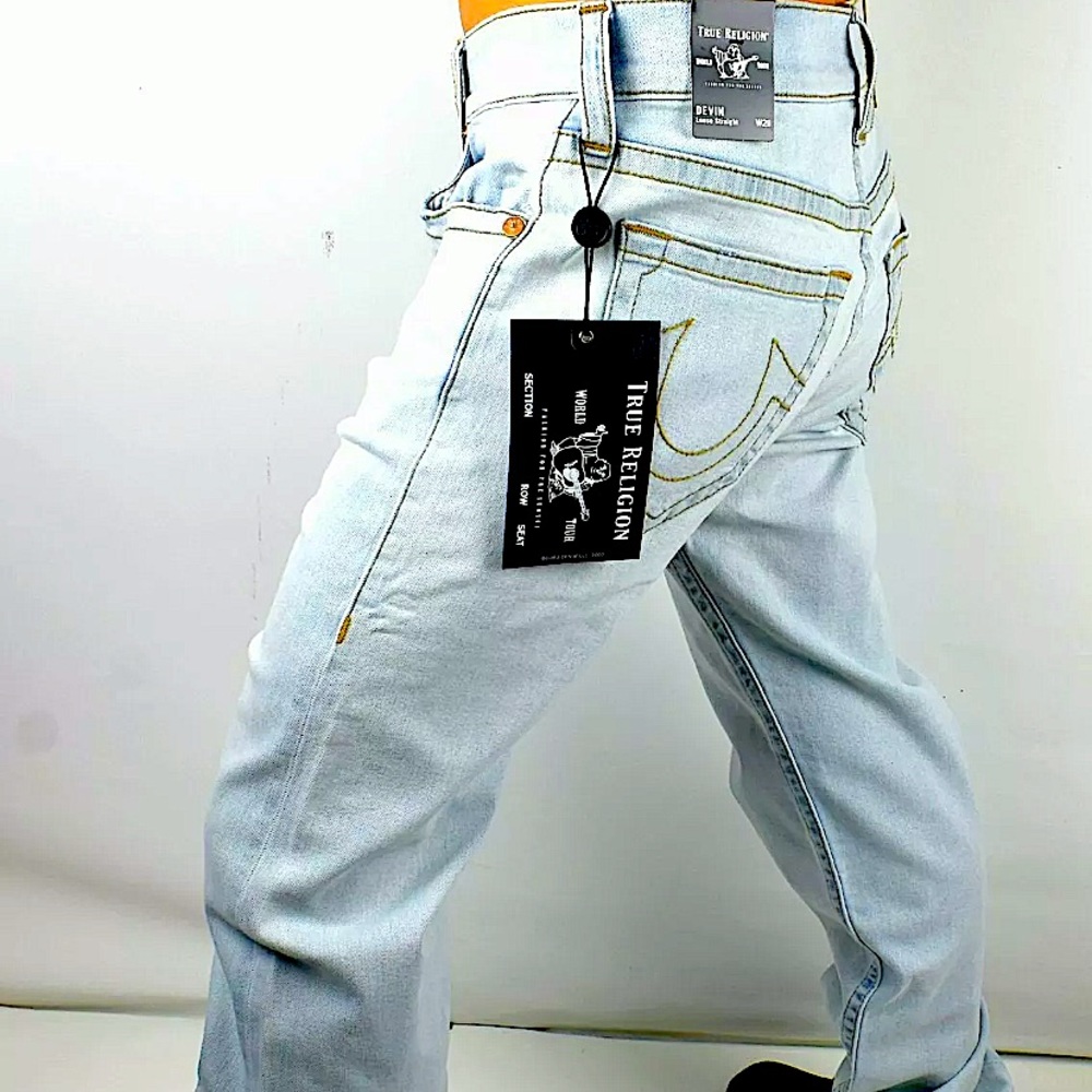 Men’s True Religion Jeans Devin Cold Blue Straight Fit Light Wash - 103400 36x30